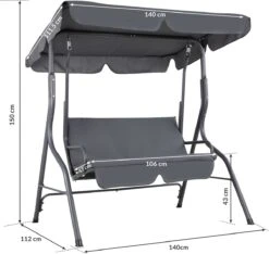 Merkloos Casaria Hollywood Schommel - Antraciet - Incl. Zonnekap -Tuin- En Buitengereedschapswinkels 1200x1139 3