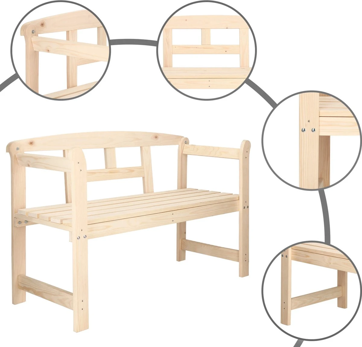 Merkloos Springos Tuinbank | Tuinbankje | Zitbank Buiten | Naaldhout | 119 X 78 X 45 Cm | Licht 12 Merkloos Springos Tuinbank | Tuinbankje | Zitbank Buiten | Naaldhout | 119 X 78 X 45 Cm | Licht - Afbeelding 12