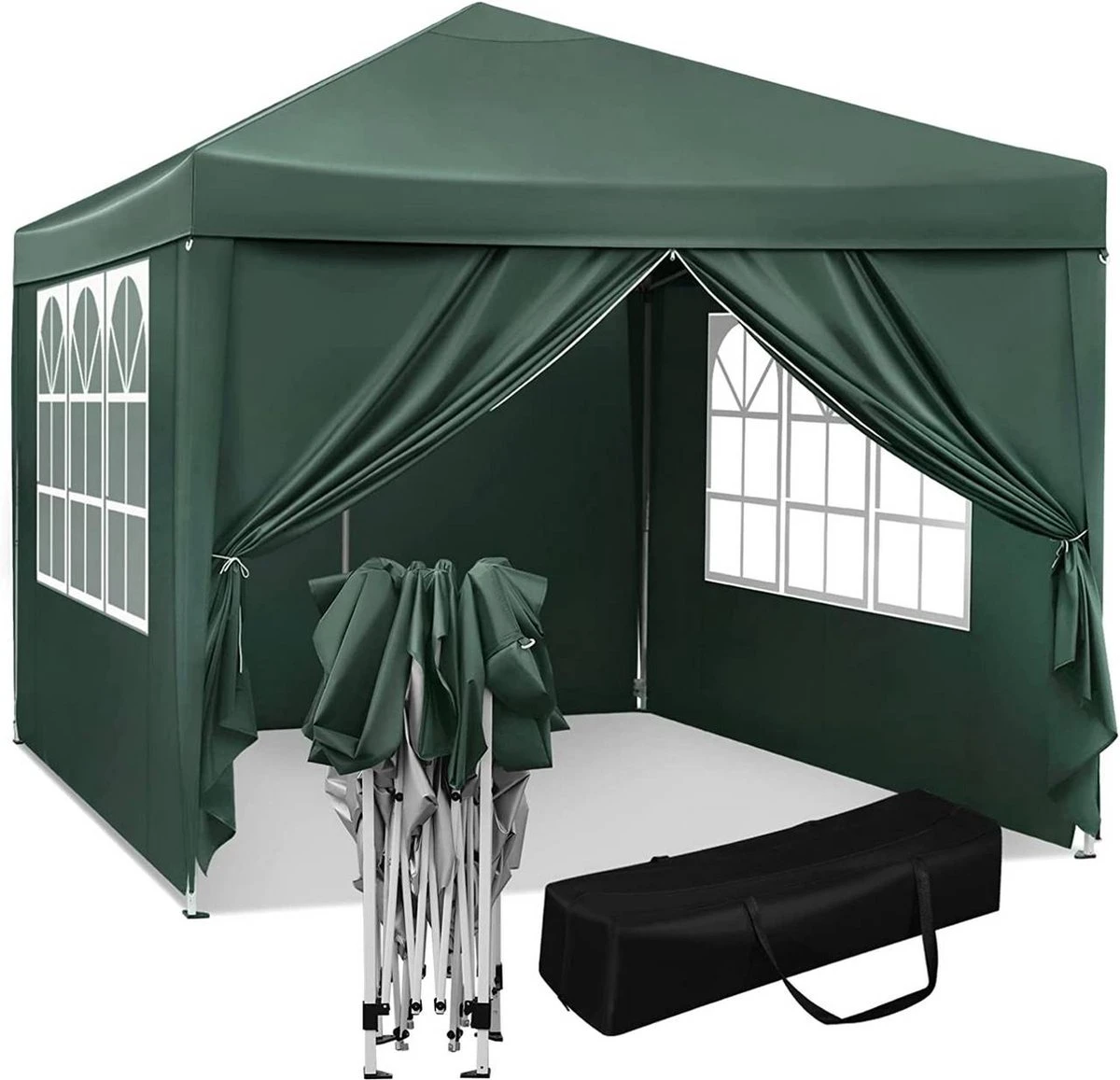 Waterdichte Partytent 3x3 Meter Opvouwbaar Met Zijwanden- Paviljoen Met Zijpanelen - Easy Up - Pop-up Tent Met Haringen, Touw En Anti Slip Poten 1 Waterdichte Partytent 3x3 Meter Opvouwbaar Met Zijwanden- Paviljoen Met Zijpanelen - Easy Up - Pop-up Tent Met Haringen, Touw En Anti Slip Poten