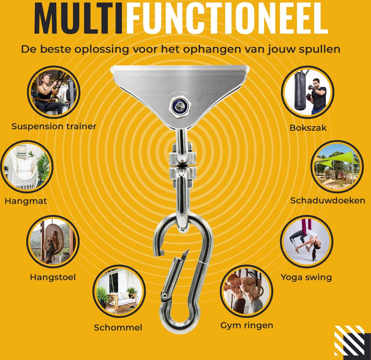 Itstrong® Plafondhaak Ophangsysteem Voor Binnen & Buiten – Ophanghaak Voor Bokszak – Schommel – Schommelstoel – Hangstoel - RVS 2 Itstrong® Plafondhaak Ophangsysteem Voor Binnen & Buiten – Ophanghaak Voor Bokszak – Schommel – Schommelstoel – Hangstoel - RVS - Afbeelding 2