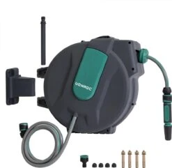 VONROC Automatische Slanghaspel – Incl. 25m Tuinslang, Aansluitslang, Spuitstuk, Koppelingen & Kraanaansluiting -Tuin- En Buitengereedschapswinkels 1200x1170 6