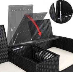 Casaria Tuinbank Polyrattan – 2 Zitter Incl. Tafel & Kussens – Zwart -Tuin- En Buitengereedschapswinkels 1200x1179 2