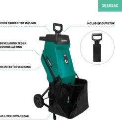 VONROC Hakselaar/Shredder 2500W – Voor Takken Tot Ø45mm – Incl. 45L Opvangzak & Duwstok -Tuin- En Buitengereedschapswinkels 1200x1179 5