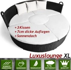 Casaria Polyrattan Zonne-Eiland Ø185cm – Incl. Kussens - Zwart Crème 26 Casaria Polyrattan Zonne-Eiland Ø185cm – Incl. Kussens - Zwart Crème -Tuin- En Buitengereedschapswinkels 1200x1184 3