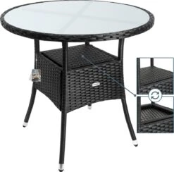 Casaria Polyrattan Bijzettafel 80cm Rond - 5mm Veiligheidsglas – Zwart -Tuin- En Buitengereedschapswinkels 1200x1185 3
