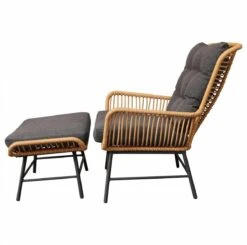 BUITEN Living Dex Wicker Loungestoel Tuin Incl. Wicker Voetenbank | Wicker + Aluminium | Bamboe Antraciet -Tuin- En Buitengereedschapswinkels 1200x1190