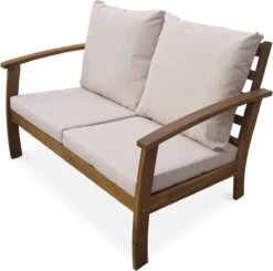 Houten Loungeset 4 Plaatsen - Ushuaïa -ecru Kussens, Bank, Fauteuils En Lage Tafel Van Acacia, Design -Tuin- En Buitengereedschapswinkels 1200x1192 6