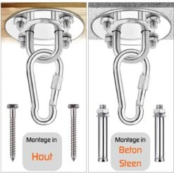 Plafondhaak – Voor Beton En Hout - Hangstoel – Hangmat – Bokszak – RVS – Binnen En Buiten – Ophangsysteem – Ophanghaak – 400KG -Tuin- En Buitengereedschapswinkels 1200x1194 1