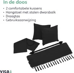 Vita5 XXL Hangstoel - Binnen&Buiten Hangnest - Incl. 2 Kussens En Boekenvak - Volwassenen&Kinderen - Hangmatstoel Tot 225kg - Zwart 21 Vita5 XXL Hangstoel - Binnen&Buiten Hangnest - Incl. 2 Kussens En Boekenvak - Volwassenen&Kinderen - Hangmatstoel Tot 225kg - Zwart -Tuin- En Buitengereedschapswinkels 1200x1194