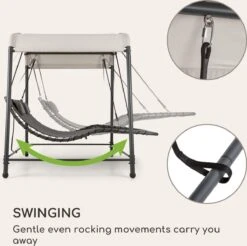 Blumfeldt Palermo Schommelbank - Hollywoodschommel 130 X 207 Cm - Ligbed Met Dak - Schommelstoel Voor 2 Personen - Tuinbank Inclusief Nekkussens - Stalen Frame En Polyester Dak - Grijs -Tuin- En Buitengereedschapswinkels 1200x1197 6