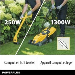 Powerplus POWXG6212T Elektrische Grasmaaier - Grasmachine Voor Kleine En Middelgrote Tuin - 1300W - Maaibreedte 320mm - Verstelbare Maaihoogte - 30L Opvangbak - Incl. Grastrimmer 250W -Tuin- En Buitengereedschapswinkels 1200x1200 1120