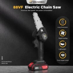 Violeworks® Accu Kettingzaag - Snoeizaag - Mini Kettingzaag - Handkettingzaag - Ook Voor Makita - Elektrische Kettingzaag - Elektrische Snoeischaar - Op Batterij - 2900 MAh - 1080W - 88V -Tuin- En Buitengereedschapswinkels 1200x1200 1250