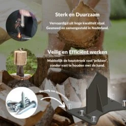 Miseru Houtklover – Geen Bijl Nodig – No Axe - Houtsplijter – Houtkliever – HANDMADE In Holland - Houtklover Voor Aanmaakhout – Metaal -Tuin- En Buitengereedschapswinkels 1200x1200 1279
