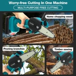 Merkloos Mini Accu Kettingzaag - 4 Inch Elektrische Boomzaag - Handkettingzaag - Met 2 Accu En 1 Oplader - Voor Tuinboom Ranch Bomen Snijden Hout- Blauw -Tuin- En Buitengereedschapswinkels 1200x1200 1383