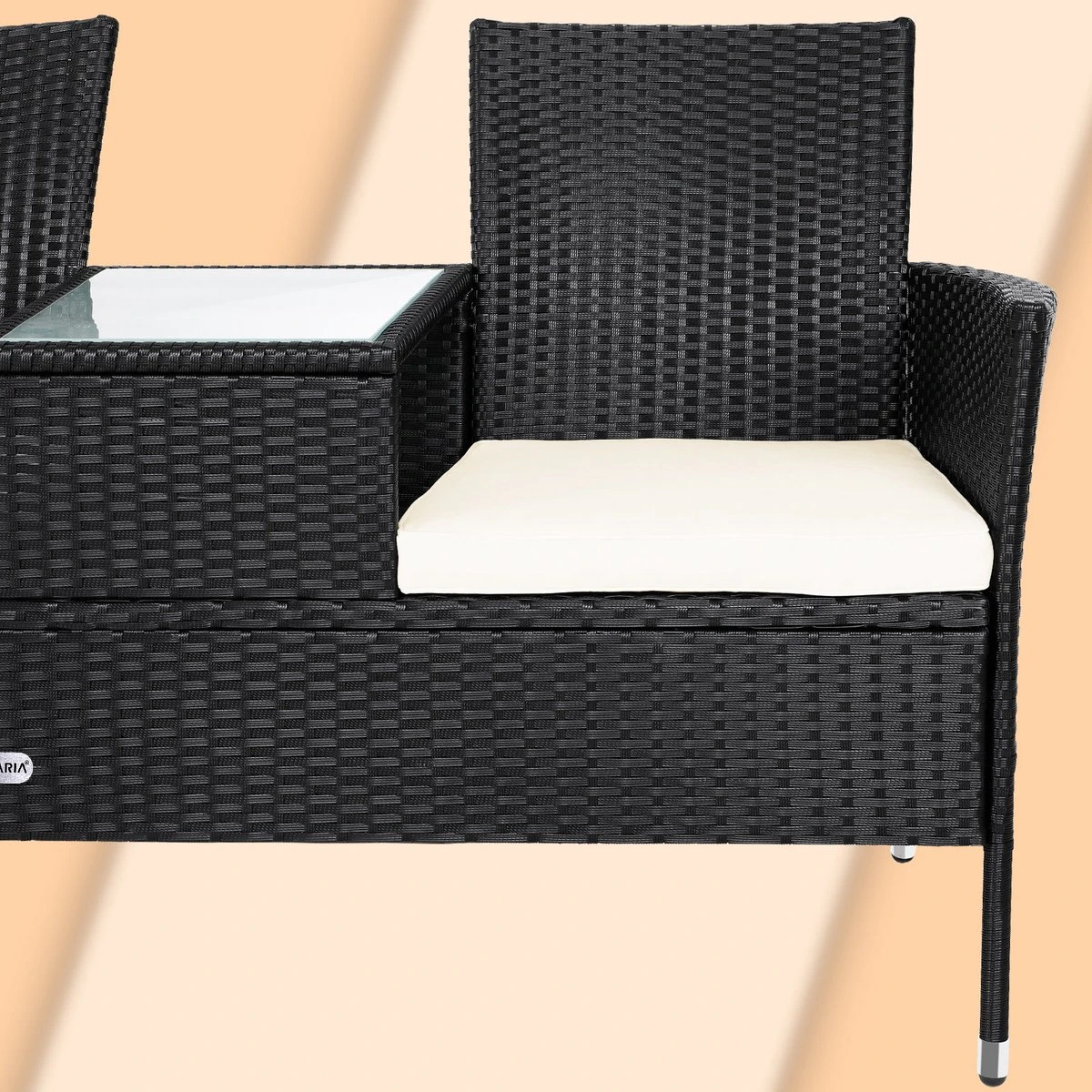 Casaria Polyrattan Tuinbank - Incl. Kussen - 143x55x88 Cm Zwart 9 Casaria Polyrattan Tuinbank - Incl. Kussen - 143x55x88 Cm Zwart - Afbeelding 9