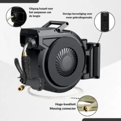 Buxibo - Wandslangenbox 20 Meter + 2 Meter - Tuinslang Met Haspel - 9 Sproei Standen - Slangenhouder 180° Draaibaar - Tuinslanghaspel Zwart+ Gratis Sproeier - Zwart -Tuin- En Buitengereedschapswinkels 1200x1200 1479