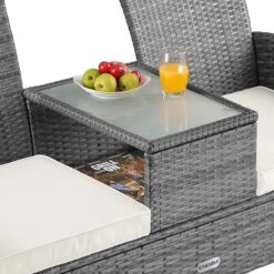 Casaria Polyrattan Tuinbank - Incl. Tafel & Kussens 7 Cm - Grijs -Tuin- En Buitengereedschapswinkels 1200x1200 148