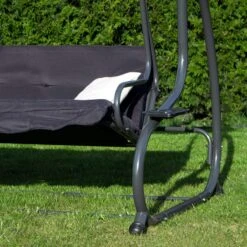 Springos Schommelbank | Linda-Schommel | 3-zits | Waterafstotend | Inclusief 2 Kussens | Verstelbare Luifel | 162 X 200 X 120 Cm | Zwart -Tuin- En Buitengereedschapswinkels 1200x1200 171