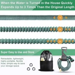 IBright Extra Sterke Uitrekbare Tuinslang - Flexibel - 15 Meter - Inclusief Opbergtas ,Sproeier ,Koppelstuk En Ophanghaak - Groen 7 IBright Extra Sterke Uitrekbare Tuinslang - Flexibel - 15 Meter - Inclusief Opbergtas ,Sproeier ,Koppelstuk En Ophanghaak - Groen -Tuin- En Buitengereedschapswinkels 1200x1200 1772