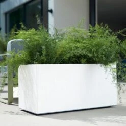 Elho Vivo Matt Finish Lang Wielen 90 - Grote Staande Plantenbak Voor Binnen & Buiten - Gemaakt Van Gereycled Plastic - L 39 X W 88 X H 41 Cm - Wit -Tuin- En Buitengereedschapswinkels 1200x1200 1943