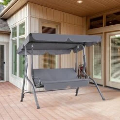 Merkloos Casaria Hollywood Schommel - Antraciet - Incl. Zonnekap -Tuin- En Buitengereedschapswinkels 1200x1200 240