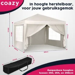 Waterdichte Partytent 3x3 Meter Opvouwbaar Met Zijwanden- Paviljoen Met Zijpanelen - Easy Up - Pop-up Tent Met Haringen, Touw En Anti Slip Poten 10 Waterdichte Partytent 3x3 Meter Opvouwbaar Met Zijwanden- Paviljoen Met Zijpanelen - Easy Up - Pop-up Tent Met Haringen, Touw En Anti Slip Poten -Tuin- En Buitengereedschapswinkels 1200x1200 26
