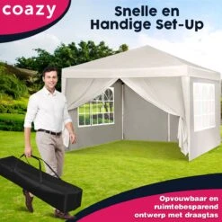 Waterdichte Partytent 3x3 Meter Opvouwbaar Met Zijwanden- Paviljoen Met Zijpanelen - Easy Up - Pop-up Tent Met Haringen, Touw En Anti Slip Poten 13 Waterdichte Partytent 3x3 Meter Opvouwbaar Met Zijwanden- Paviljoen Met Zijpanelen - Easy Up - Pop-up Tent Met Haringen, Touw En Anti Slip Poten -Tuin- En Buitengereedschapswinkels 1200x1200 29
