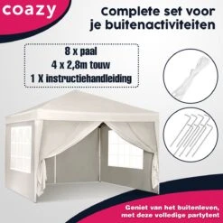 Waterdichte Partytent 3x3 Meter Opvouwbaar Met Zijwanden- Paviljoen Met Zijpanelen - Easy Up - Pop-up Tent Met Haringen, Touw En Anti Slip Poten 14 Waterdichte Partytent 3x3 Meter Opvouwbaar Met Zijwanden- Paviljoen Met Zijpanelen - Easy Up - Pop-up Tent Met Haringen, Touw En Anti Slip Poten -Tuin- En Buitengereedschapswinkels 1200x1200 30