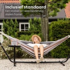 Vita5 Hangmat Met Standaard – 2 Persoons – Incl. Bekerhouder – 205kg Draaggewicht – Blauw/Wit/Bruin -Tuin- En Buitengereedschapswinkels 1200x1200 32