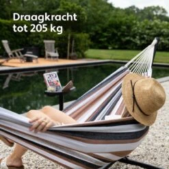 Vita5 Hangmat Met Standaard – 2 Persoons – Incl. Bekerhouder – 205kg Draaggewicht – Blauw/Wit/Bruin -Tuin- En Buitengereedschapswinkels 1200x1200 35