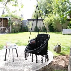 Vita5 Macramé Hangstoel - Voor Binnen En Buiten - Zonder Standaard - Incl. Kussen, Boekenvak En Beschermhoes - Tot 150kg - Zwart -Tuin- En Buitengereedschapswinkels 1200x1200 366