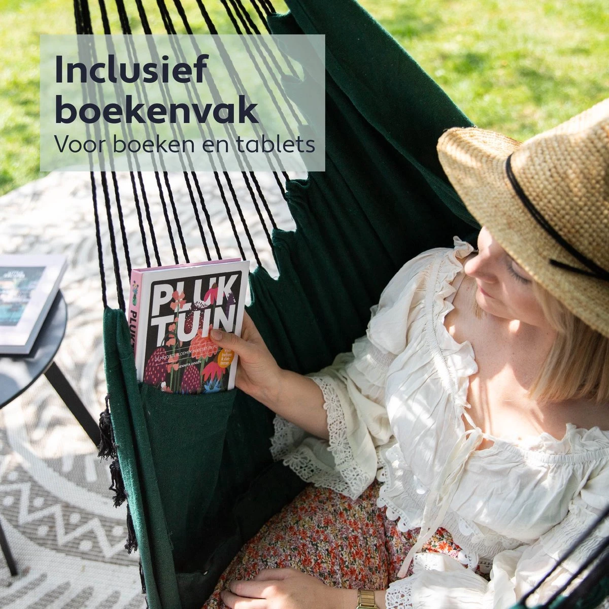 Vita5 XXL Hangstoel | Binnen&Buiten Hangnest | Incl. 2 Kussens En Boekenvak | Volwassenen&Kinderen | Hangmatstoel Tot 225kg | Donkergroen 3 Vita5 XXL Hangstoel | Binnen&Buiten Hangnest | Incl. 2 Kussens En Boekenvak | Volwassenen&Kinderen | Hangmatstoel Tot 225kg | Donkergroen - Afbeelding 3