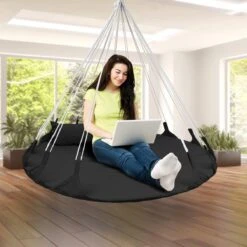 Hangnest Voor Binnen & Buiten. Met Groot En Dik Kussen Voor Volwassenen & Kinderen. Belastbaar Tot 125 Kg. VITA5 (Zwart) -Tuin- En Buitengereedschapswinkels 1200x1200 383