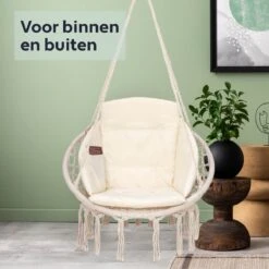 Vita5 Macramé Hangstoel - Voor Binnen En Buiten - Zonder Standaard - Incl. Kussen, Boekenvak En Beschermhoes - Tot 150kg - Beige 17 Vita5 Macramé Hangstoel - Voor Binnen En Buiten - Zonder Standaard - Incl. Kussen, Boekenvak En Beschermhoes - Tot 150kg - Beige -Tuin- En Buitengereedschapswinkels 1200x1200 393