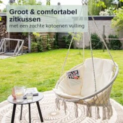 Vita5 Macramé Hangstoel - Voor Binnen En Buiten - Zonder Standaard - Incl. Kussen, Boekenvak En Beschermhoes - Tot 150kg - Beige 18 Vita5 Macramé Hangstoel - Voor Binnen En Buiten - Zonder Standaard - Incl. Kussen, Boekenvak En Beschermhoes - Tot 150kg - Beige -Tuin- En Buitengereedschapswinkels 1200x1200 394