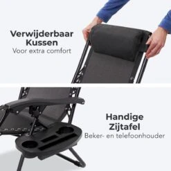 LifeGoods Opvouwbare Tuinstoelen - Verstelbaar Zonnescherm - 2 Stuks - 30°-90° Verstelbaar - Metaal - Zwart -Tuin- En Buitengereedschapswinkels 1200x1200 435