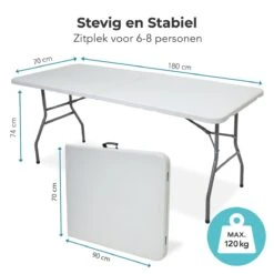 LifeGoods Klaptafel - Inklapbaar - 70x180cm - Verstelbare Vouwtafel - Weerbestendig - Wit -Tuin- En Buitengereedschapswinkels 1200x1200 465