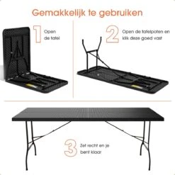 Lenx Klaptafel - Inklapbare Tafel - Opvouwbare Tuintafel - Vouwtafel - Inclusief Handvat En 2 Tafelkleden - 180x75x74cm - 6 Tot 8 Personen -Tuin- En Buitengereedschapswinkels 1200x1200 478