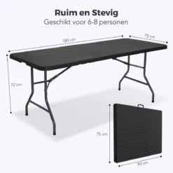 LifeGoods Klaptafel - Inklapbaar - 180 Cm - 6 Tot 8 Personen - Zwart -Tuin- En Buitengereedschapswinkels 1200x1200 483
