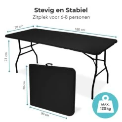 LifeGoods Klaptafel - Inklapbaar - 70x180cm - Verstelbare Vouwtafel - Weerbestendig - Zwart -Tuin- En Buitengereedschapswinkels 1200x1200 499