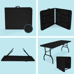 LifeGoods Klaptafel - Inklapbaar - 70x180cm - Verstelbare Vouwtafel - Weerbestendig - Zwart -Tuin- En Buitengereedschapswinkels 1200x1200 502
