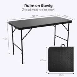 LifeGoods Klaptafel - Inklapbaar - 120 Cm - 4 Personen - Zwart 13 LifeGoods Klaptafel - Inklapbaar - 120 Cm - 4 Personen - Zwart -Tuin- En Buitengereedschapswinkels 1200x1200 534