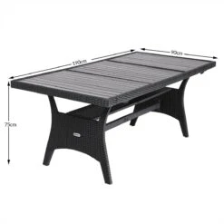 Casaria Polyrattan Tuintafel - WPC Tafelblad 190x90x74 Cm – Zwart -Tuin- En Buitengereedschapswinkels 1200x1200 545