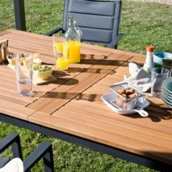 NATERIAL - Uitschuifbare Tuintafel ORIS - Uitschuifbare Tafel Voor 6 Tot 8 Personen - 180-240x100 Cm - Aluminium - Hout Eucalyptus -Tuin- En Buitengereedschapswinkels 1200x1200 569
