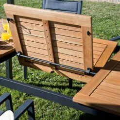 NATERIAL - Uitschuifbare Tuintafel ORIS - Uitschuifbare Tafel Voor 6 Tot 8 Personen - 180-240x100 Cm - Aluminium - Hout Eucalyptus -Tuin- En Buitengereedschapswinkels 1200x1200 571