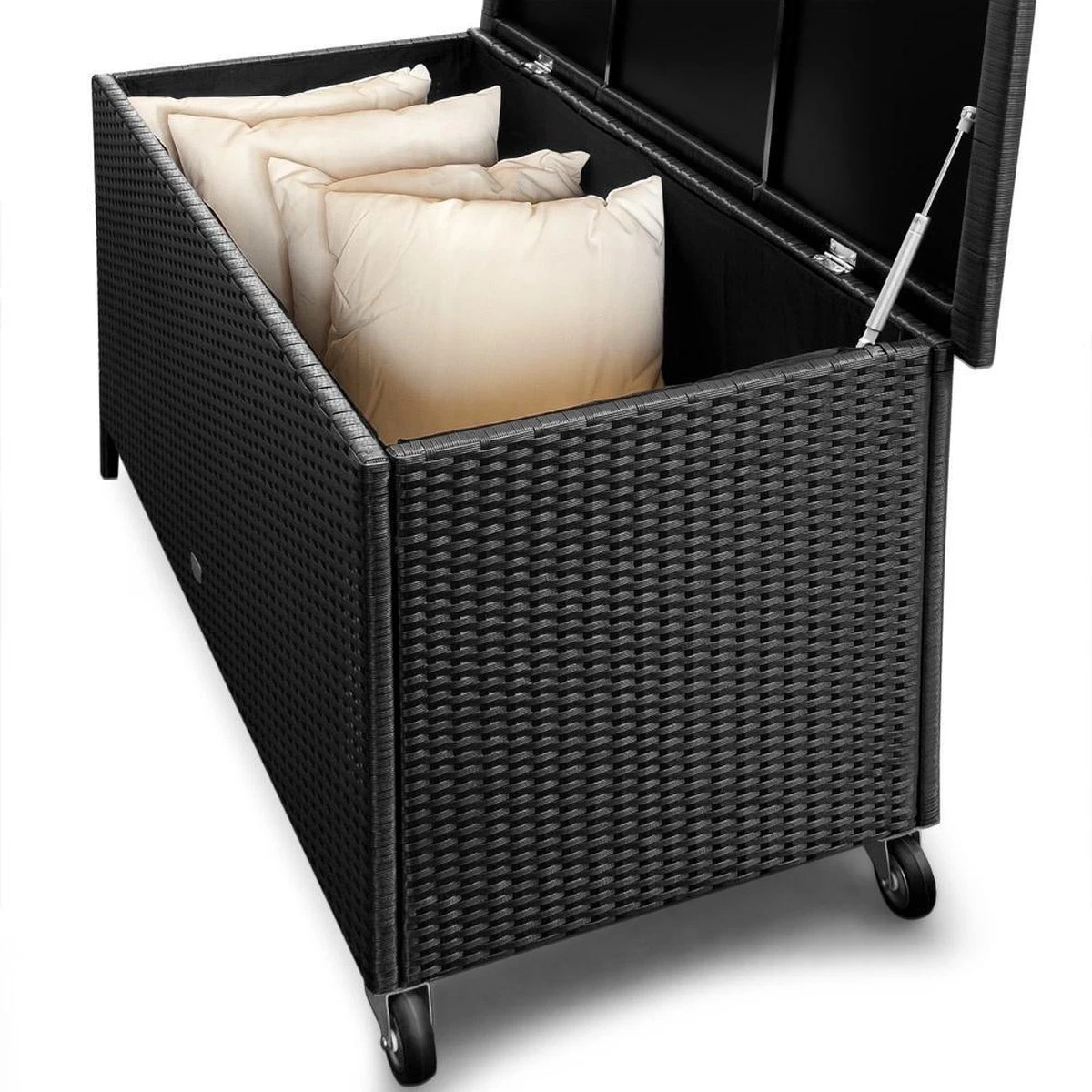 Casaria Wicker Opbergbox - Waterdicht 121,5cm Met Wielen - Grijs 5 Casaria Wicker Opbergbox - Waterdicht 121,5cm Met Wielen - Grijs - Afbeelding 5