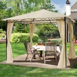 Tuinpaviljoen 3x3 M Waterdicht Paviljoen Met 4 Zijwanden Tuintent Ca. 180 G/m² Dakzeil In Crème Partytent -Tuin- En Buitengereedschapswinkels 1200x1200 643