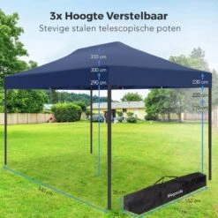 LifeGoods Partytent - 3x4.5 M - Easy Up - Opvouwbaar - Waterdicht - Draagtas Met Wieltjes - Donkerblauw -Tuin- En Buitengereedschapswinkels 1200x1200 664