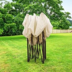 LifeGoods Partytent - 3x3 M - Easy Up - Opvouwbaar - Waterdicht - Draagtas Met Wieltjes - Beige -Tuin- En Buitengereedschapswinkels 1200x1200 691