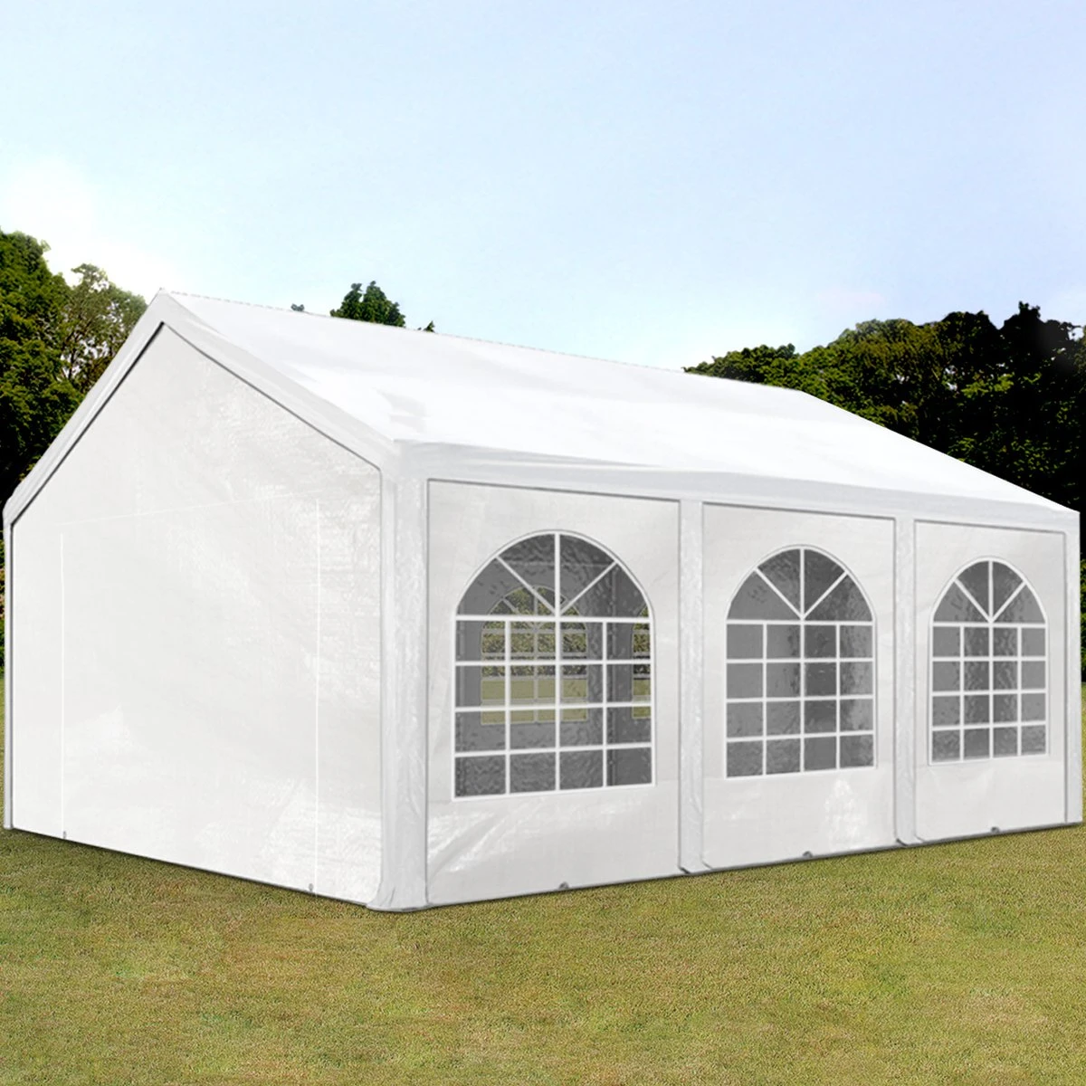 Hoogwaardige Partytent 3x6 M Van 240 G/m² PE Zeil Tuintent Feesttent Waterdicht In Wit 5 Hoogwaardige Partytent 3x6 M Van 240 G/m² PE Zeil Tuintent Feesttent Waterdicht In Wit - Afbeelding 5